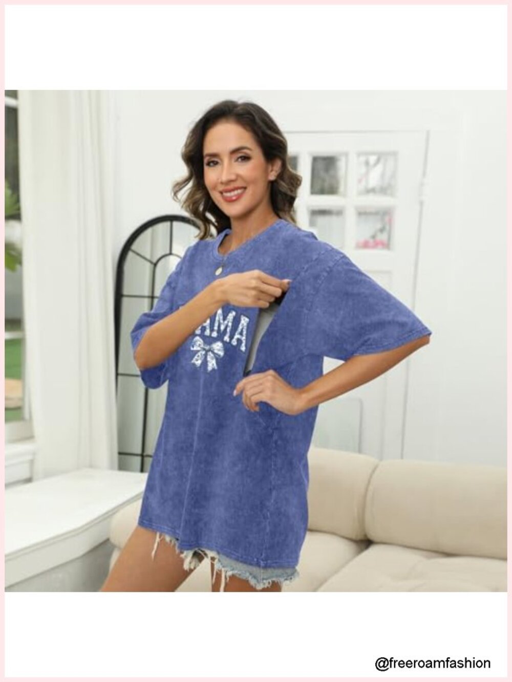 Breastfeeding Nursing Shirt With Side Zipper Maternity Tops Oversized Tshirt View 2